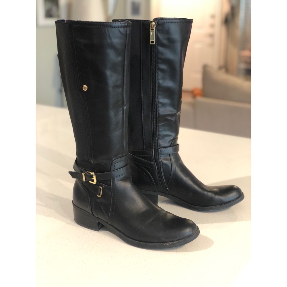 Tommy Hilfiger Black Leather Riding Boots